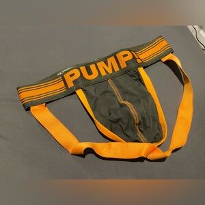 PUMP Green and Orange Athletic Jockstrap with Bold Design